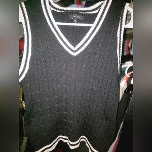 Love Tree Black and White V-Neck Sweater Vest
